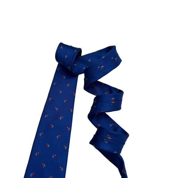 Vintage Givenchy Men's Blue Patterned Silk Neck Tie - Imported from Italy - Picture 11 of 13